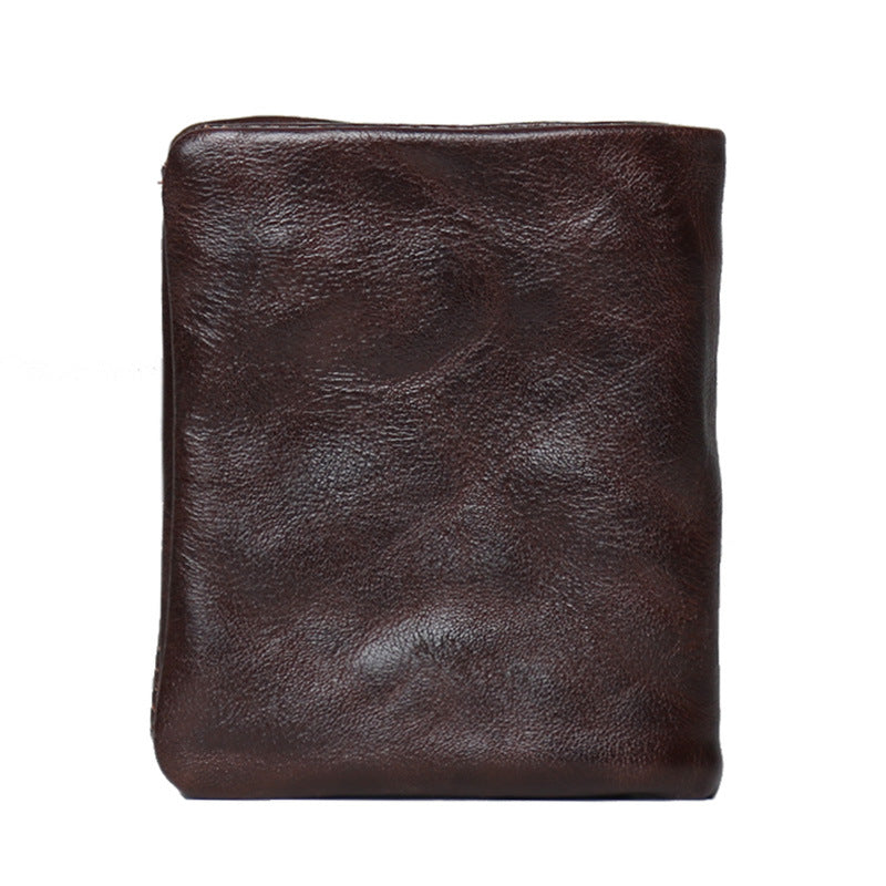 Men's Layer Cowhide Two Fold Leather Simple Vegetable Tanned Light Men's Wallet