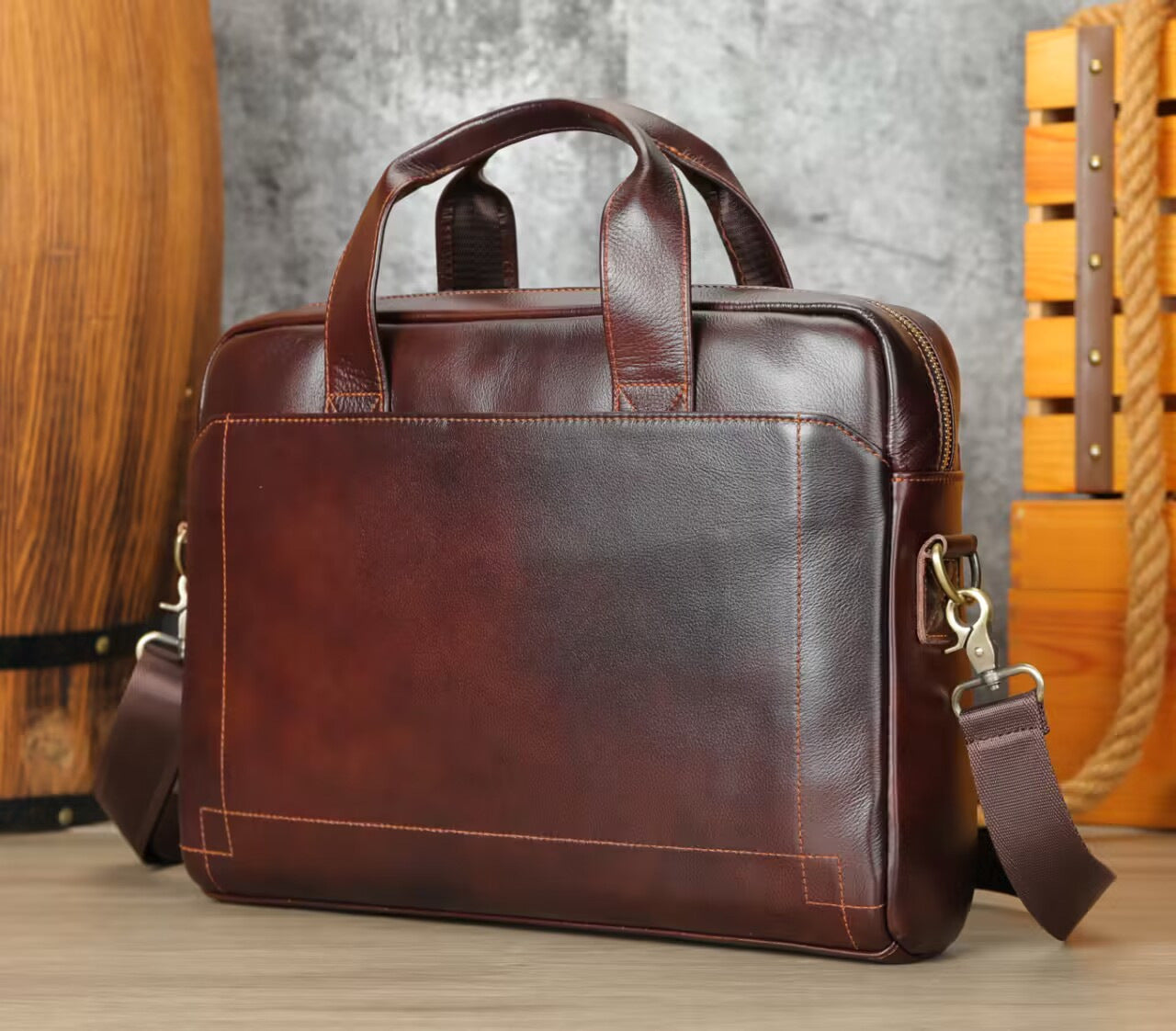 Men's First Layer Cowhide Leather Portfolio Men's Briefcase