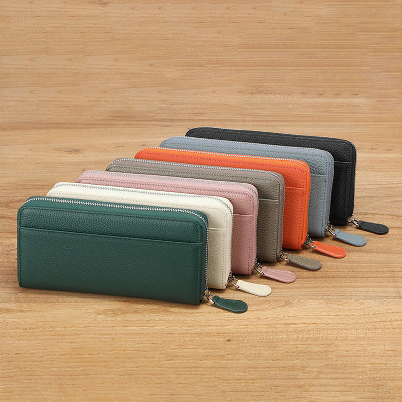 Women's Long Leather Organ Clutch Large Capacity Ladies Wallet