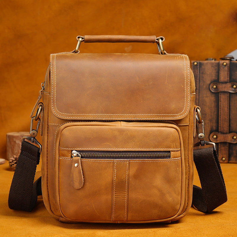 Men's Leather Portable Retro Textured Collection Men's Shoulder Bag