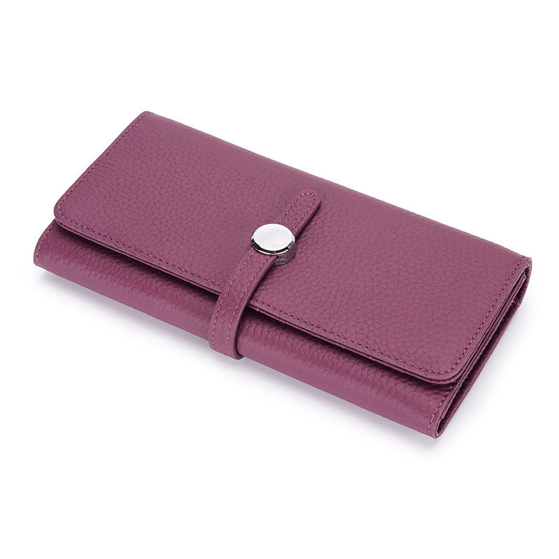 Women's Genuine Leather Folding Large Capacity Soft Cowhide Ladies Wallet