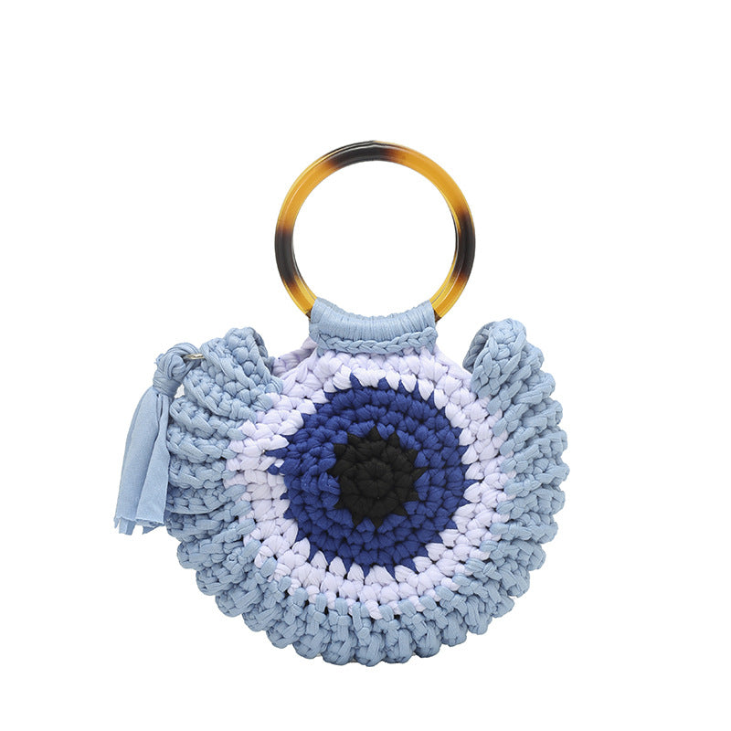 Creative Strip Thread Woven Large Capacity Big Eye Monster Vacation Bags