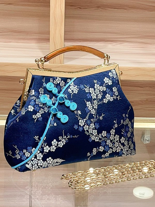 Women's Chinese Satin Pattern Chain National Fashion Coin Purses