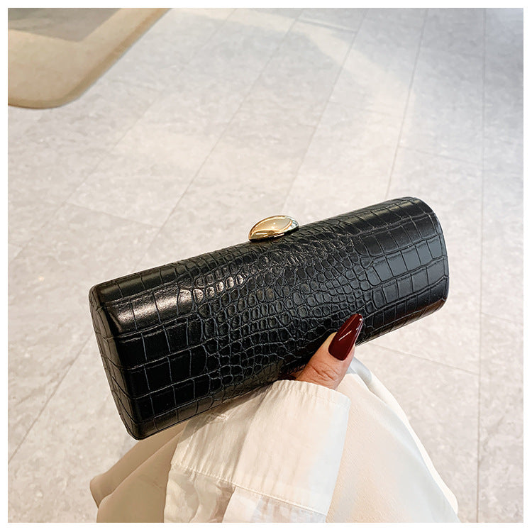 Warm Brown Crocodile Stripe Baguette Clutch Fashion Haulage Motor Dating Women's Messenger Bag