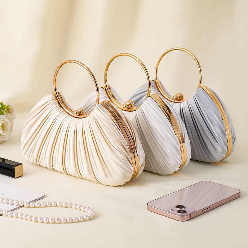 Women's Pleated Temperament Banquet Clutch Dress Garment Handbags