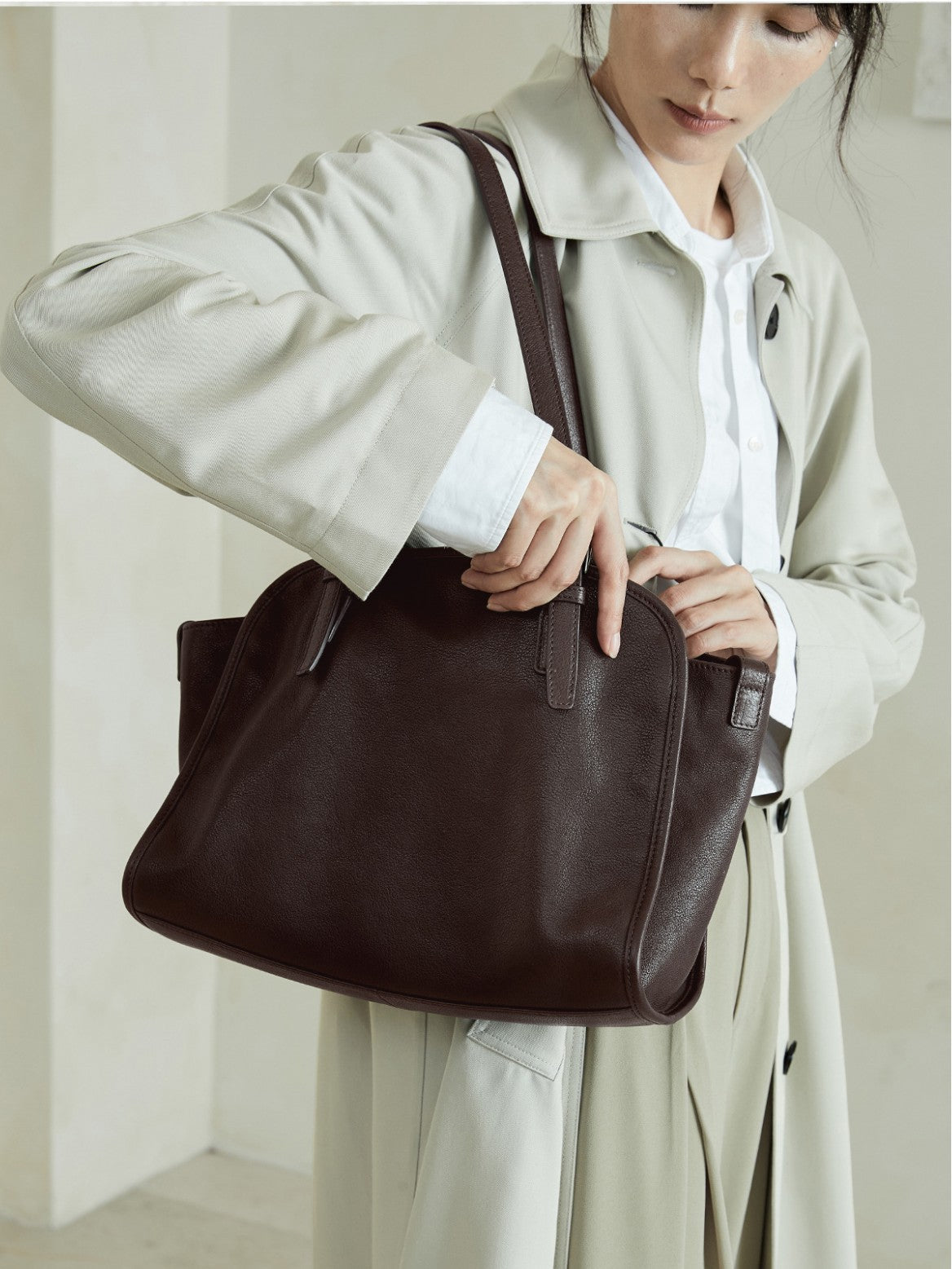 Women's Bowling Vegetable Tanned Leather Cowhide Portable Vintage Genuine Large Women's Shoulder Bag