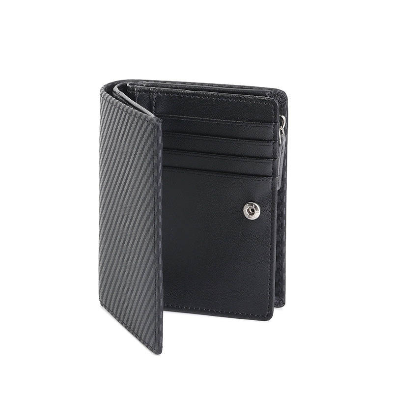 Men's Leather Short Zipper Vertical Design Business Men's Wallet