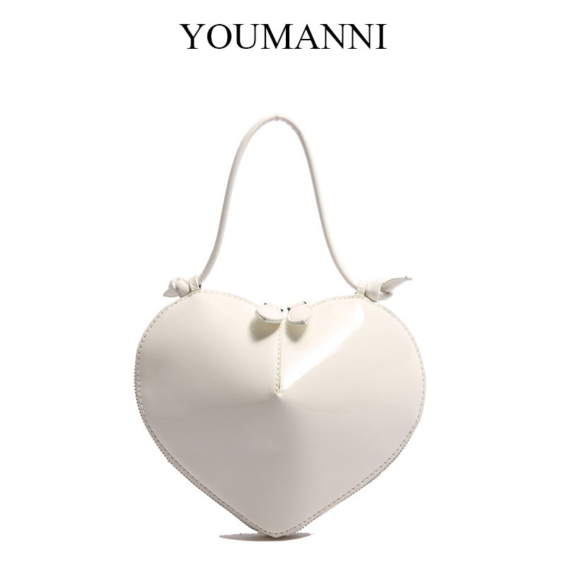 Women's French Fashion Textured Heart Shape Heart-shaped Bags