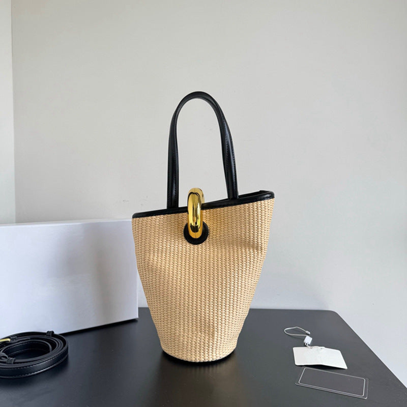 Women's Bracelet Straw Woven Gold Vegetable Basket Women's Shoulder Bag
