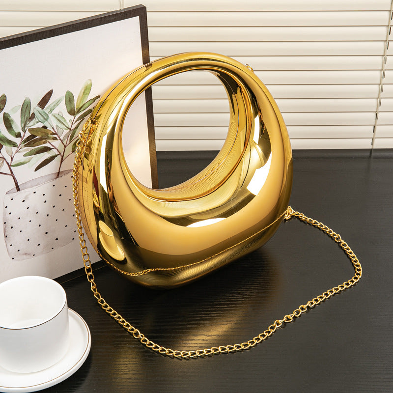 Cool Crescent Gold Sier Makeup Acrylic Dinner Bag