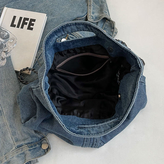 Unique Large Capacity Commuter Retro Denim Tote Bags