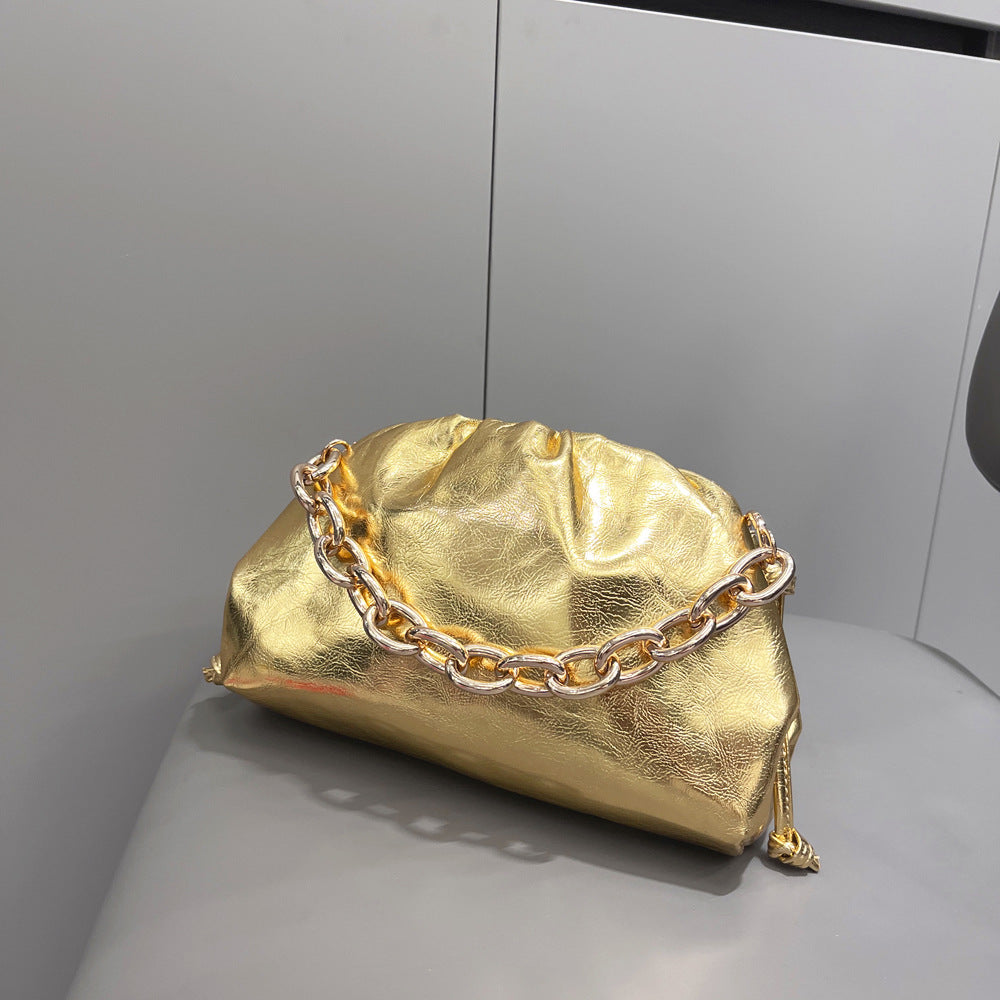 Women's Golden Cloud Large Size Woven Dumpling Women's Shoulder Bag