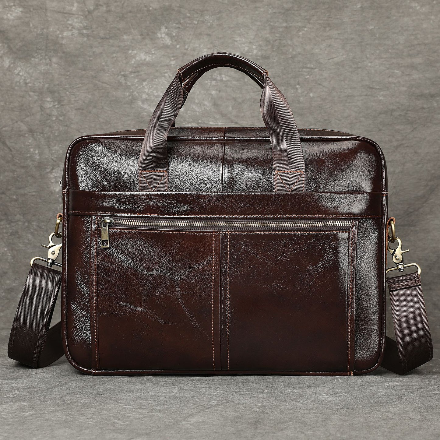 Men's Fashion Genuine Leather Business Computer File Bags