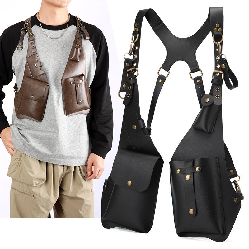 Men's Vest Large Capacity Riding Versatile Mobile Men's Chest Bag