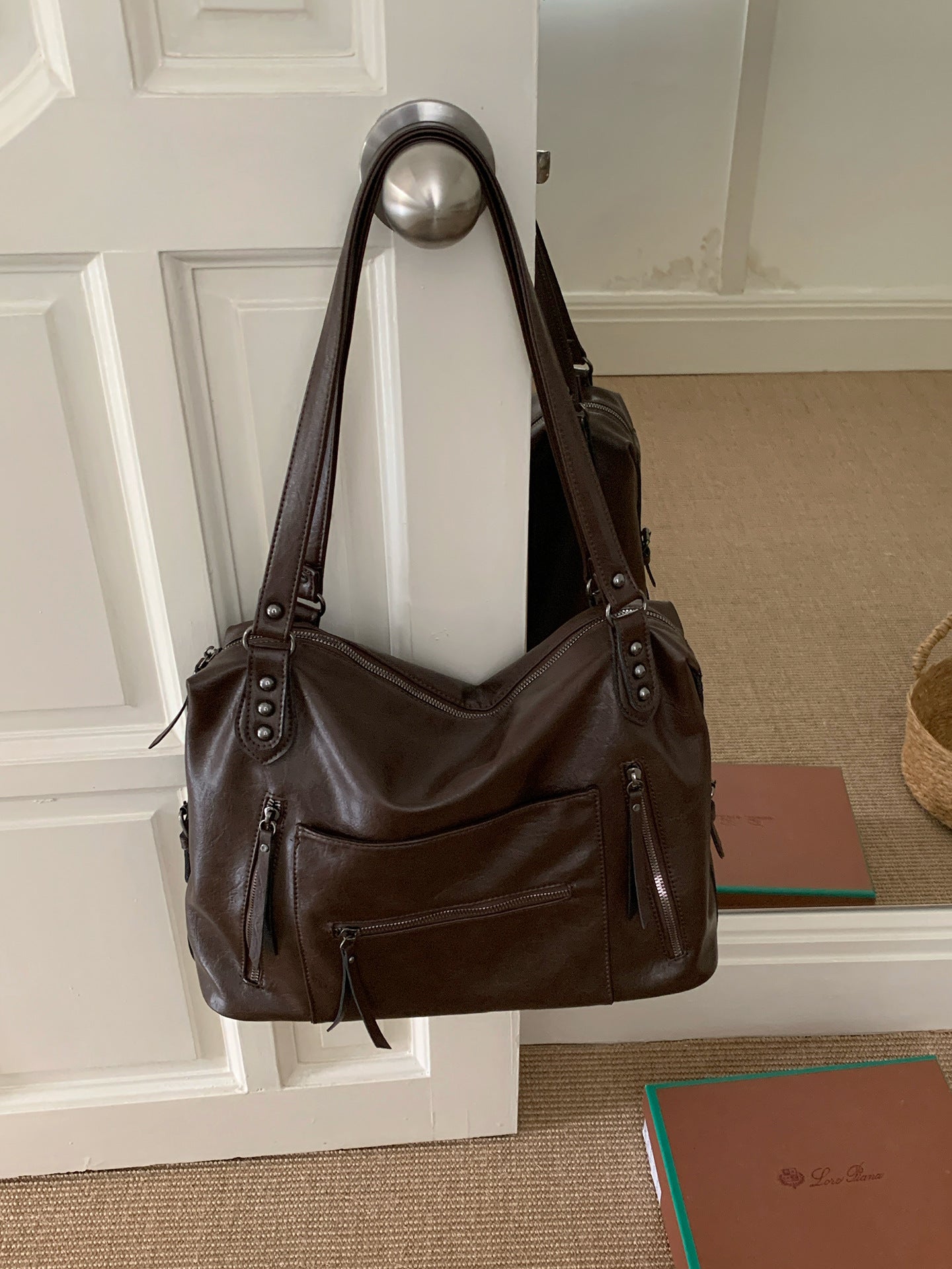Women's American Retro Large Capacity Totes Design Fashion Motorcycle Commuter Bags