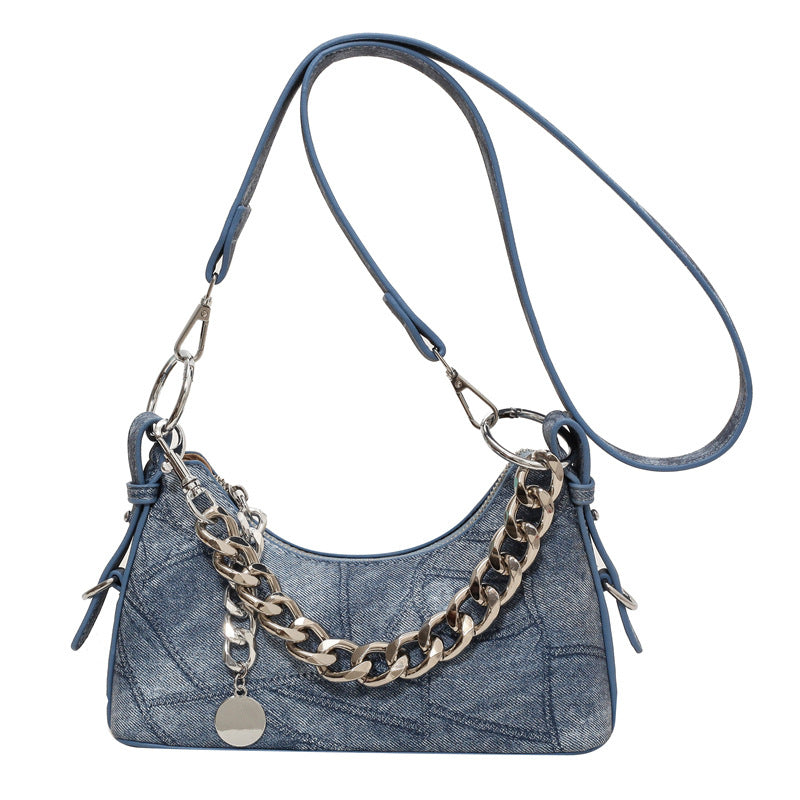 Women's Denim Trendy Simple Underarm Chain Handbags