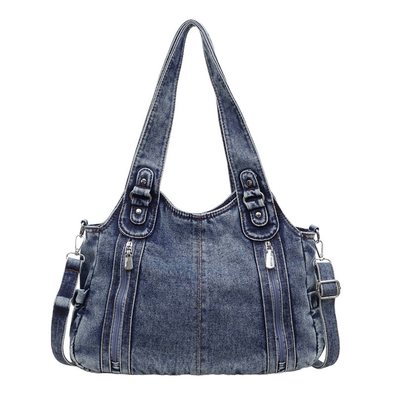 Niche Denim Large Capacity Design Sense Commuter Zipper Shoulder Bags