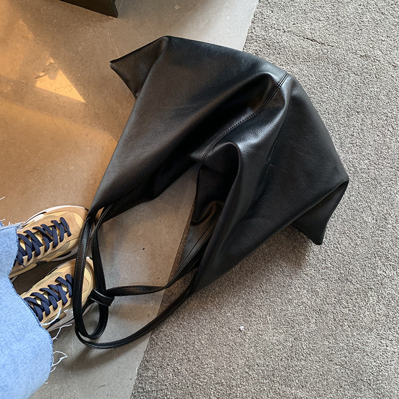 Women's Autumn Simple Style Large Capacity Underarm Stitching Soft Tote Bags