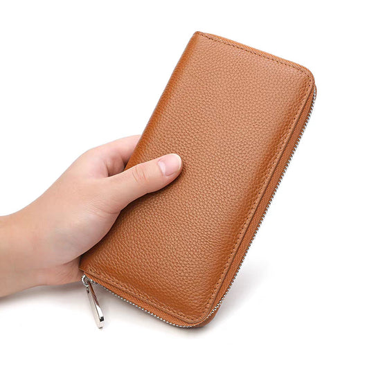 Women's & Men's Genuine Leather Long Cowhide Clutch Men's Wallet