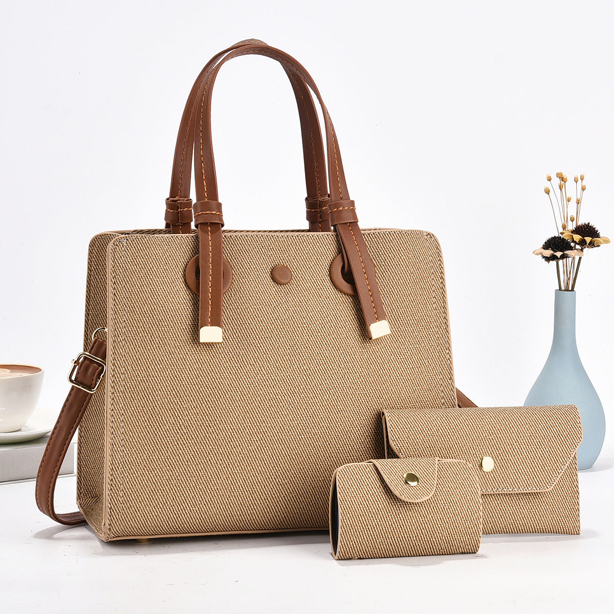Women's Solid Color Commuter Three-piece Set Simple Women's Handbag