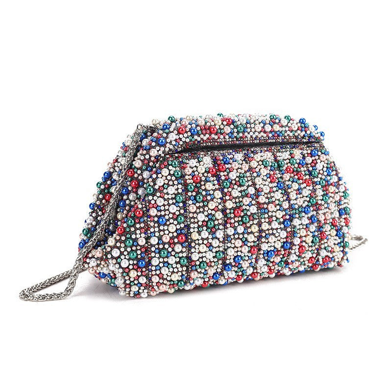 Women's Elegant Diamond Clutch Pearl Rhinestone Party Bags