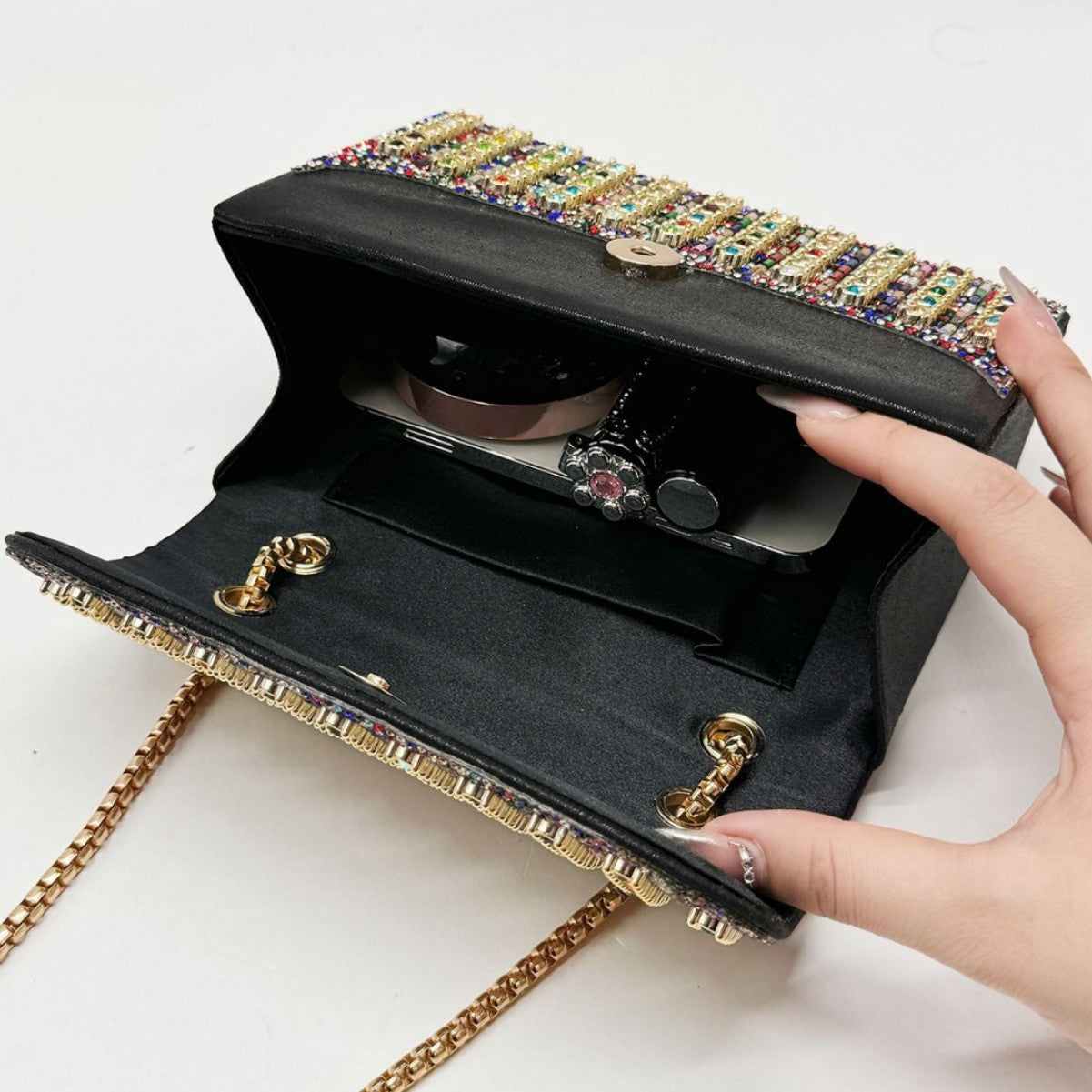 Women's Full Diamond Underarm Banquet Dress One Handbags