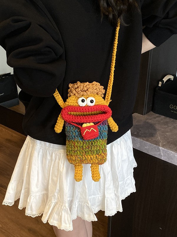 Women's Crochet Finished Cute Big Mouth Cartoon Bags