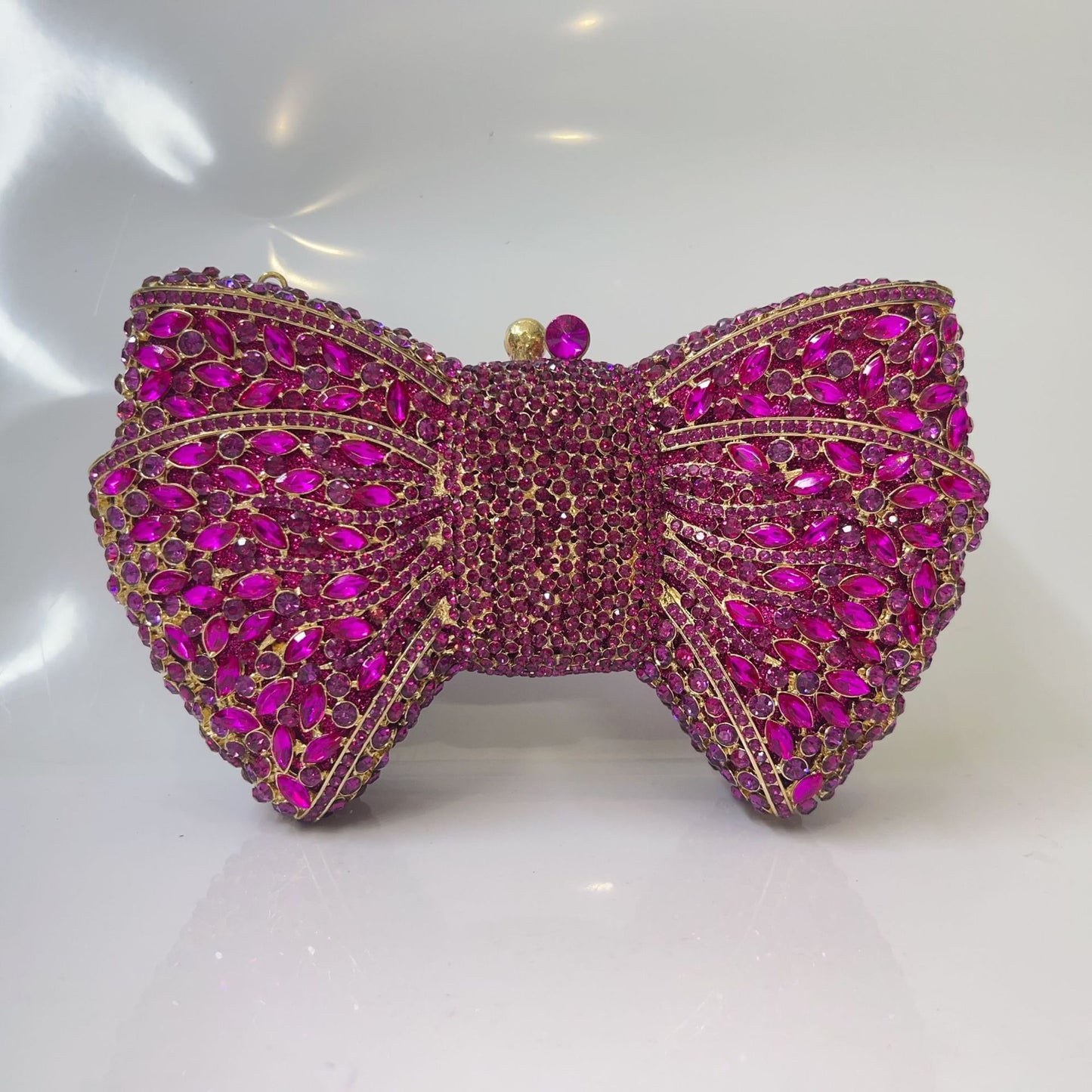 Women's Bow Diamond Hollow Full Clutch Banquet Evening Bags