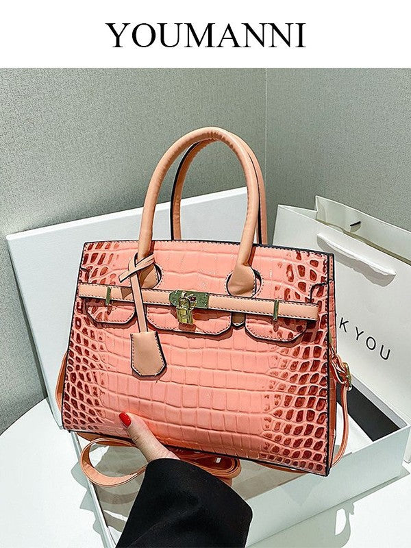 Women's Pattern Bright Leather Platinum Large Capacity Women's Handbag