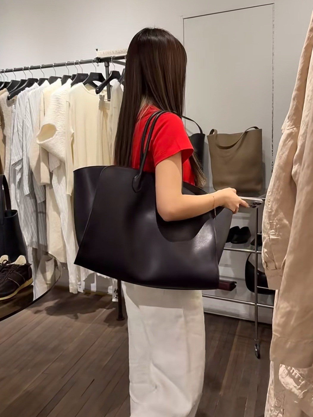 Women's Leather Autumn Minimalist Style Large Capacity Totes Hand Women's Shoulder Bag