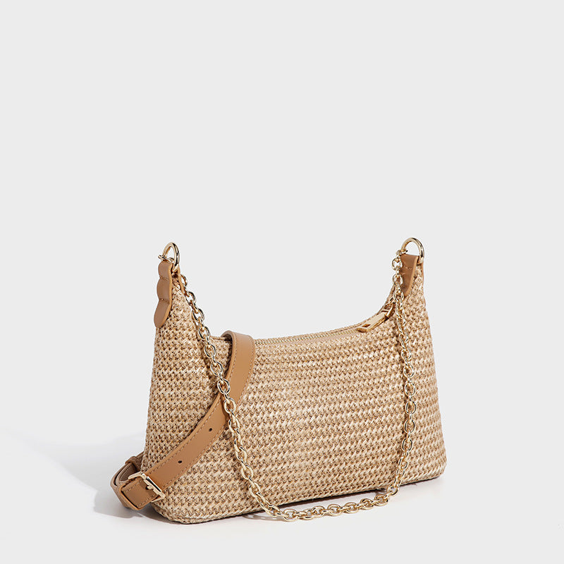 Women's Straw Chain Pouch Summer Essential High Quality Women's Shoulder Bag