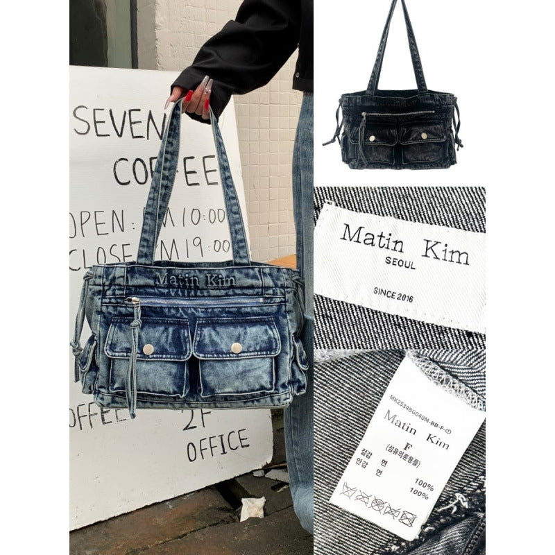 Denim Korean Style Large Capacity Totes Commute Women's Shoulder Bag