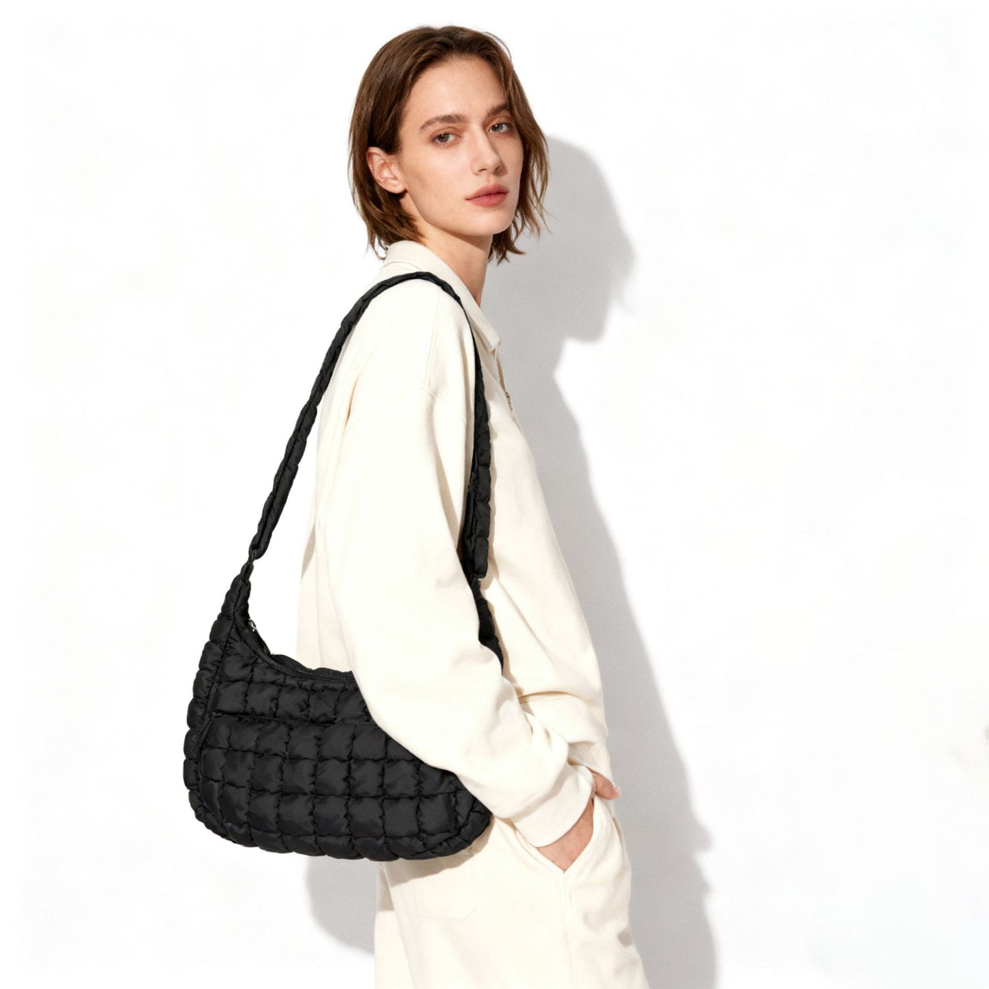 Women's High Quality Pleated Cloud Portable Dumpling Down Bags