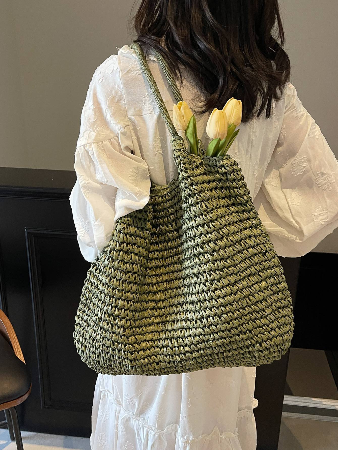 Women's Style Large Capacity Totes Straw Seaside Vacation Bags