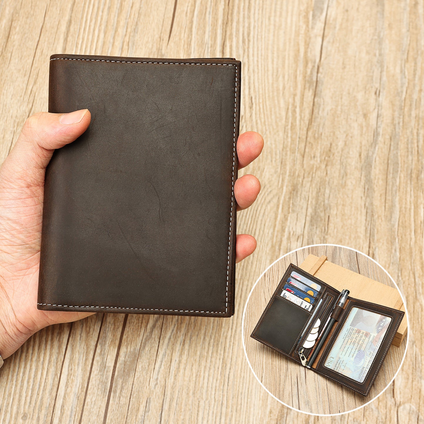 Men's First Layer Cowhide Simple Two-fold Integrated Men's Wallet