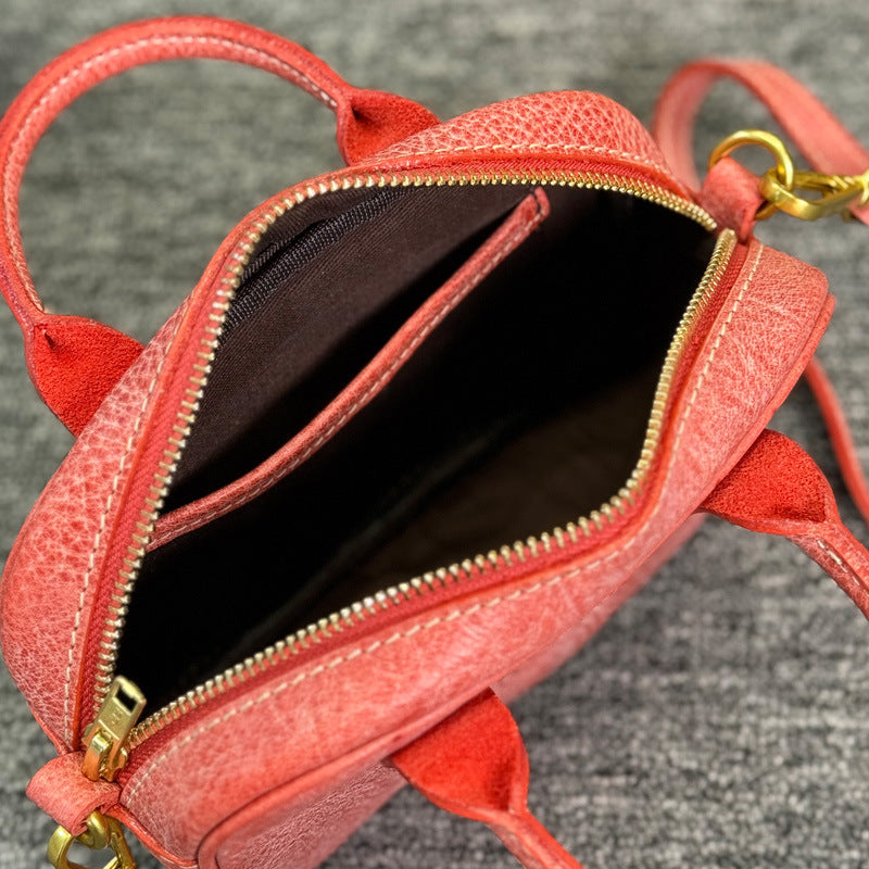 Mobile Top Layer Fog Wax Cowhide Horizontal Women's Messenger Bag