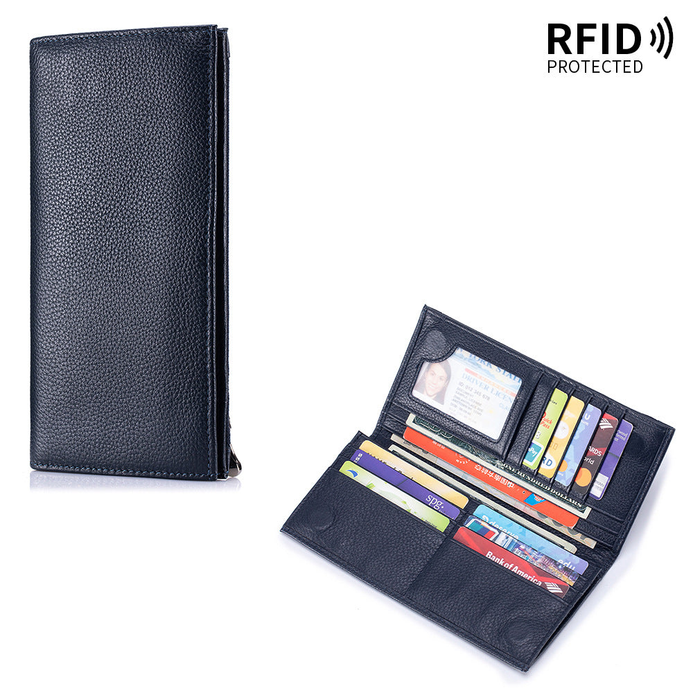 Leather For Man Long Simple Zipper Men's Wallet