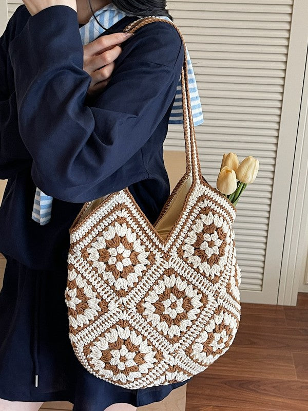 Ethnic Style Crocheted Woven Literary Lazy Large Bags