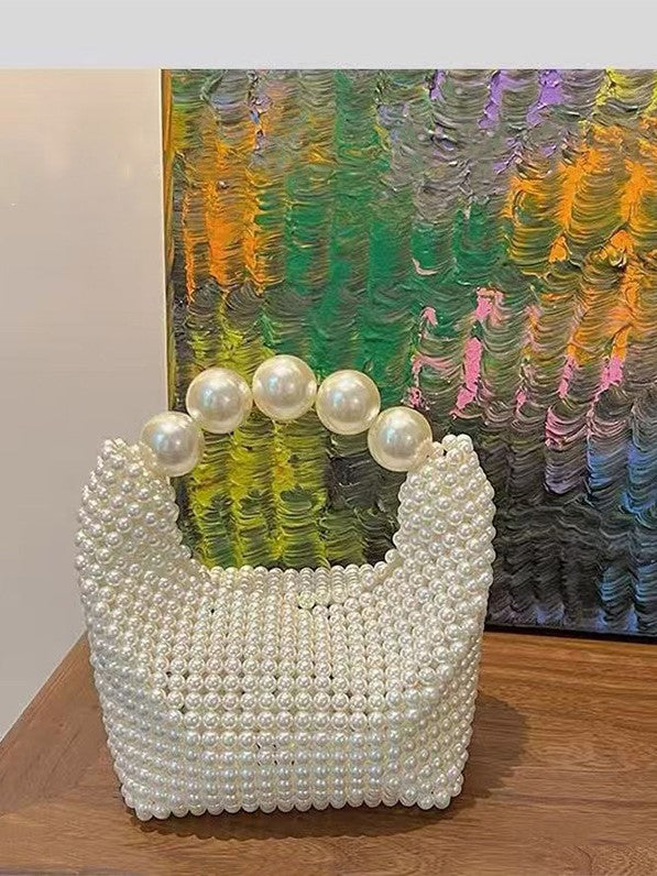 High-grade French Hand-woven Fairy Temperamental Beaded Pearl Women's Messenger Bag