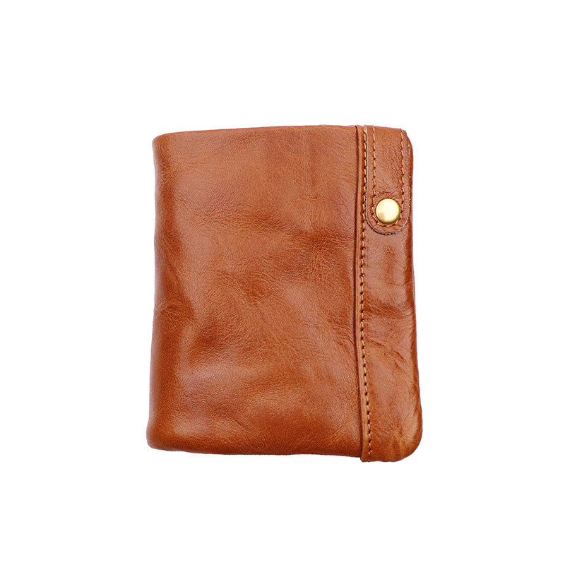 Women's Tanning Leather Classic Short For Handmade Genuine Multiple Slots Card Holder