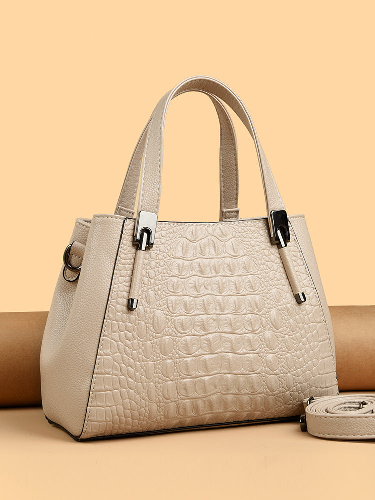 Women's Crocodile Pattern High-grade Large Capacity Commuter Handbags