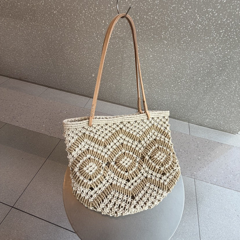 Hollowed Fashion Handmade Wax Rope Woven Large Capacity Women's Shoulder Bag