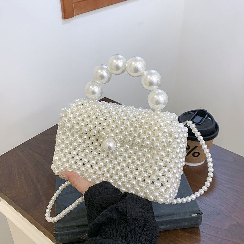 Slouchy Women's Hand-woven Portable Pearl Mini Women's Shoulder Bag