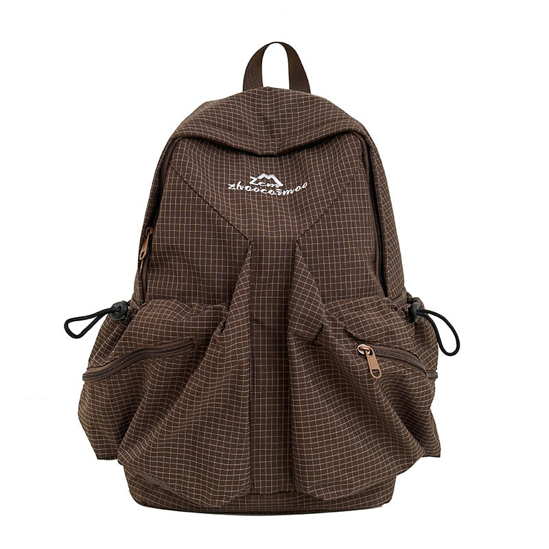 Style Plaid Lightweight Simple Commuter Exercise Leisure Backpack