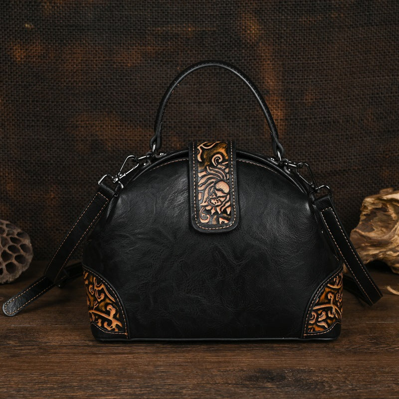 Women's Retro Simple Daily Matching Embossed Hand-rub Women's Shoulder Bag