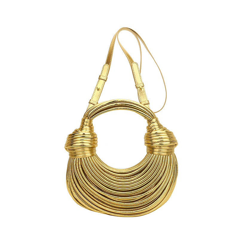 Hand-woven Bread Noodle Wire Portable Underarm Women's Handbag