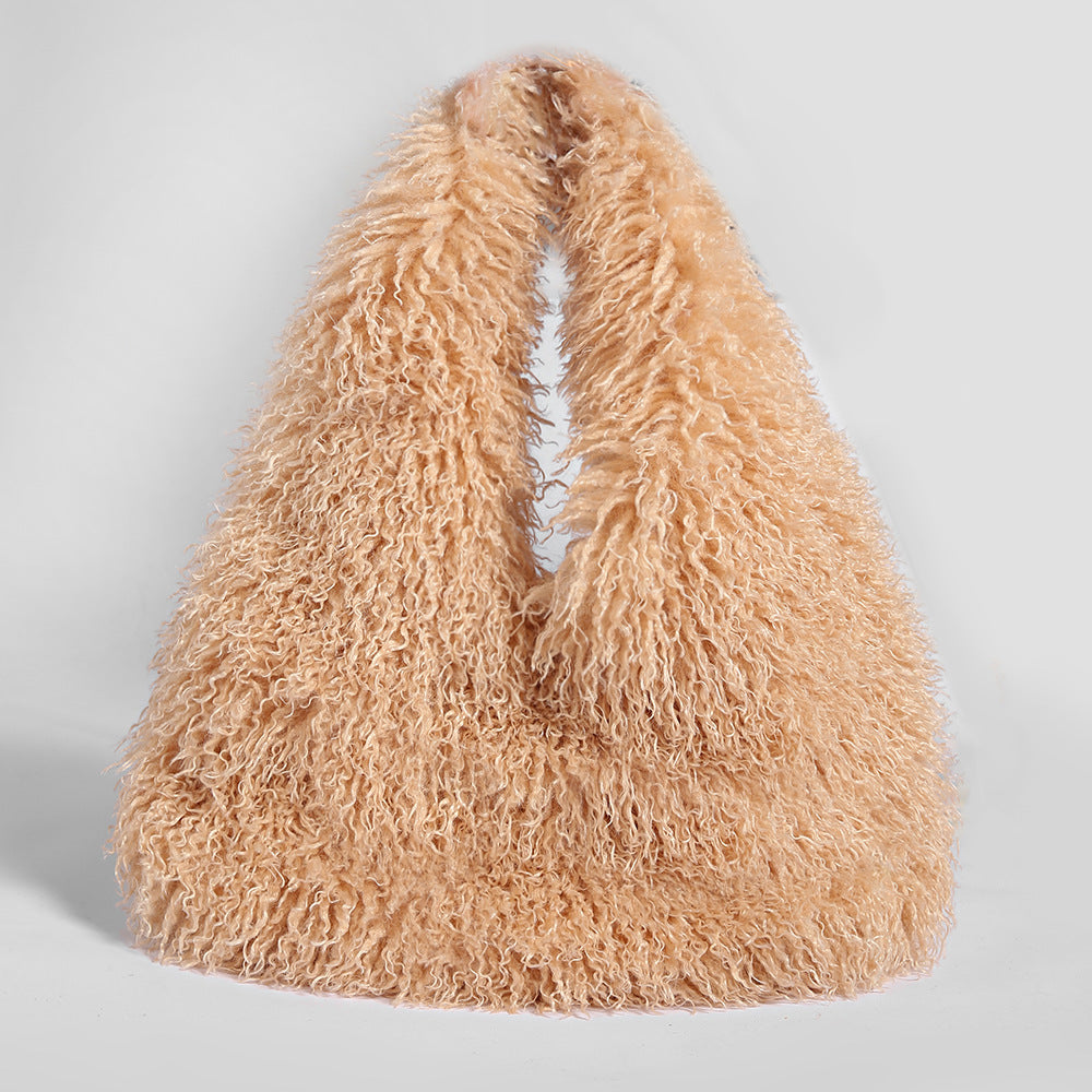Plush Large Capacity Imitated Tibet Sheep Bags