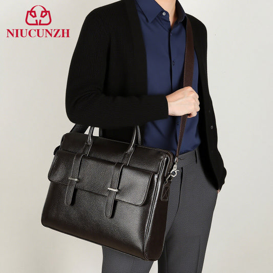 Men's Leather For Trendy Personality Business Commute Men's Briefcase
