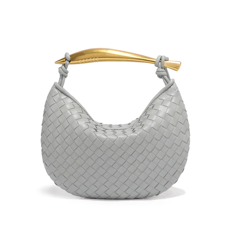 Women's Solid Color Dumpling Hand-woven Half Month Sardine Handbags