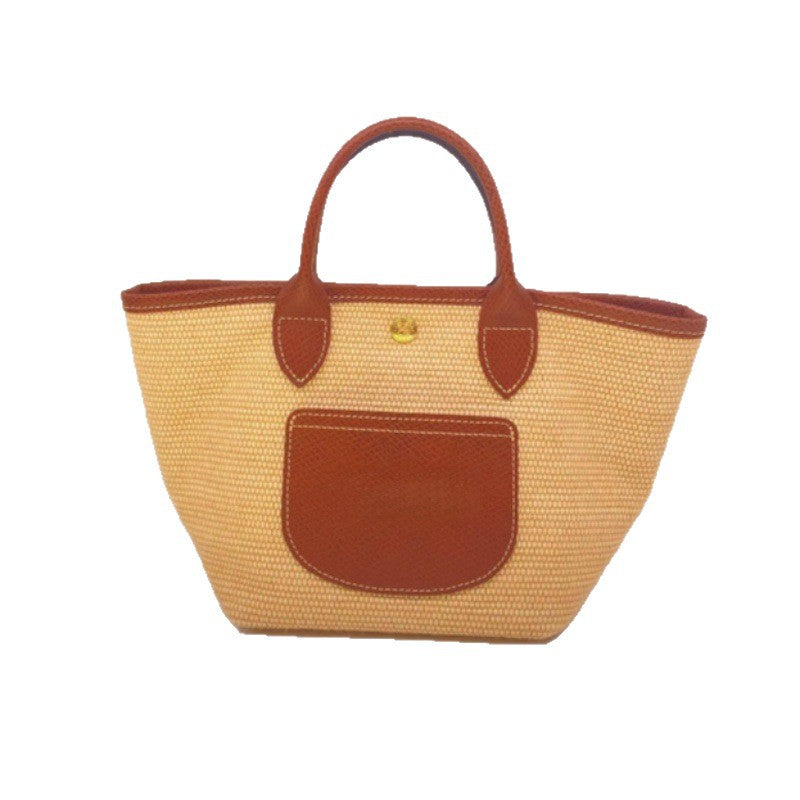 Women's French Dragon Leather Woven Vegetable Basket Large Capacity Fashion Bags